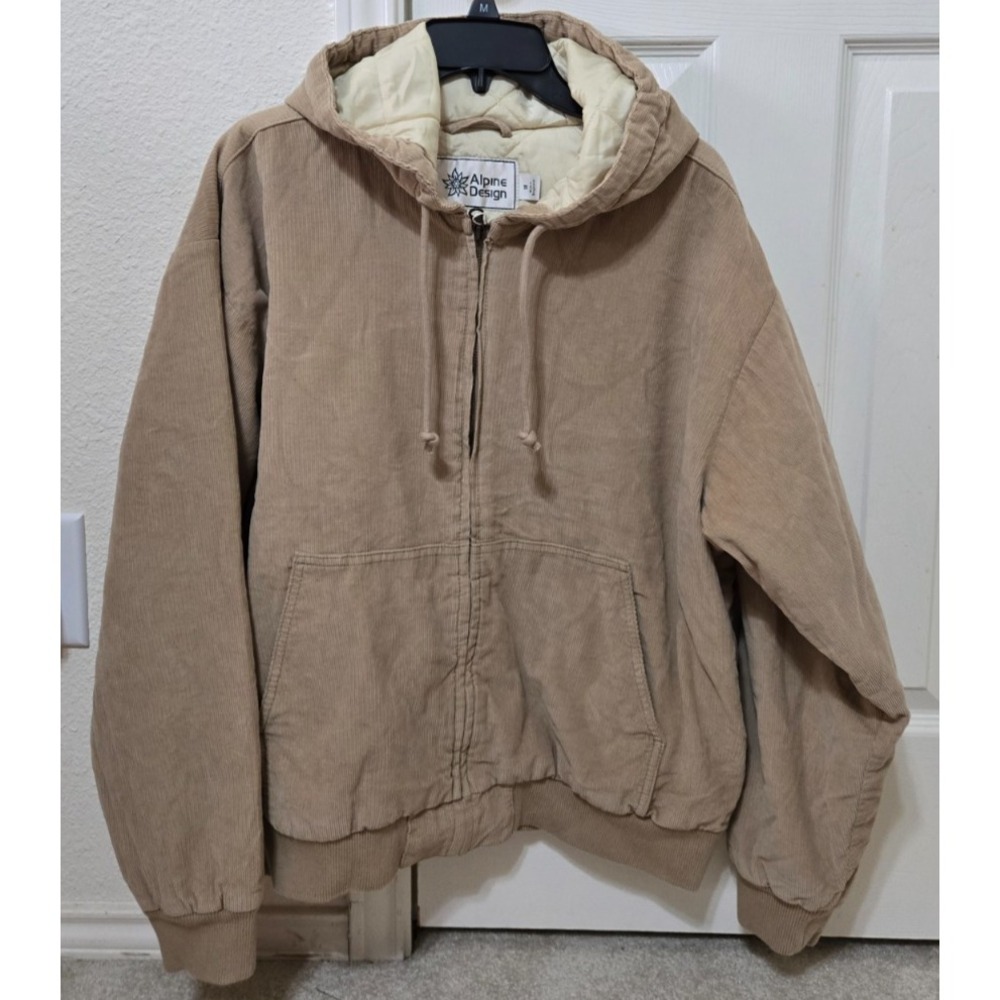 Alpine Design Corduroy Quilted Fleece Hoodie Women's M‎ Sandy Clay NWT